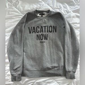 Brunette The Label Gray 'VACATION NOW PLEASE' Crewneck Sweatshirt